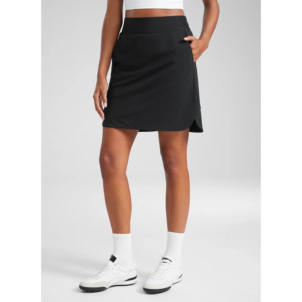 CRZ YOGA Black Feathery-Fit Soft A Line Pocket Skirt 18'' Medium